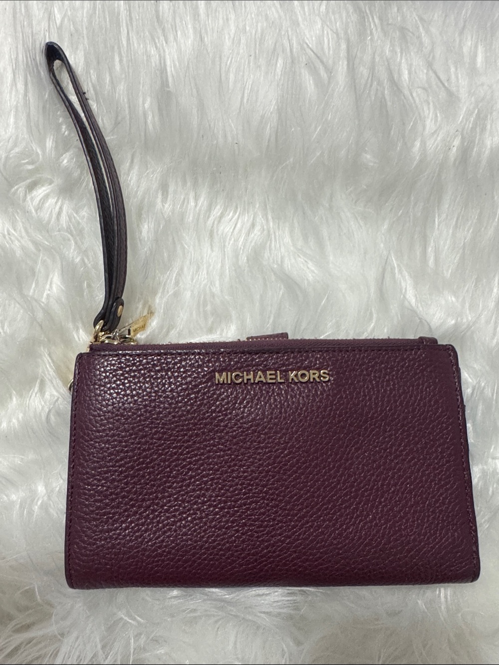 Michael Kors Deep Plum Pebbled Leather Wristlet